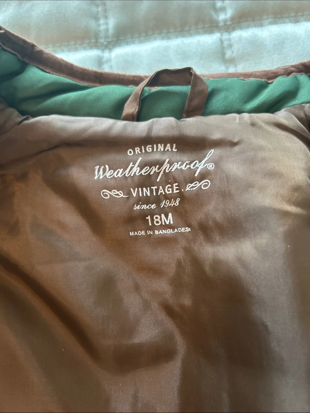 Kids Quilted Puffer Vest in Brown and Green